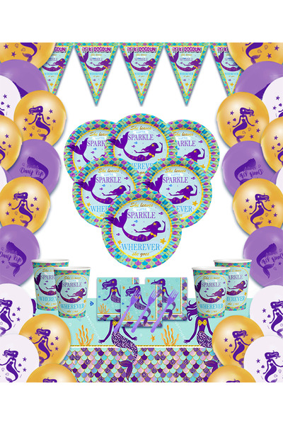 Yogi parti Σετ πάρτι γενεθλίων Mermaid για 16 άτομα