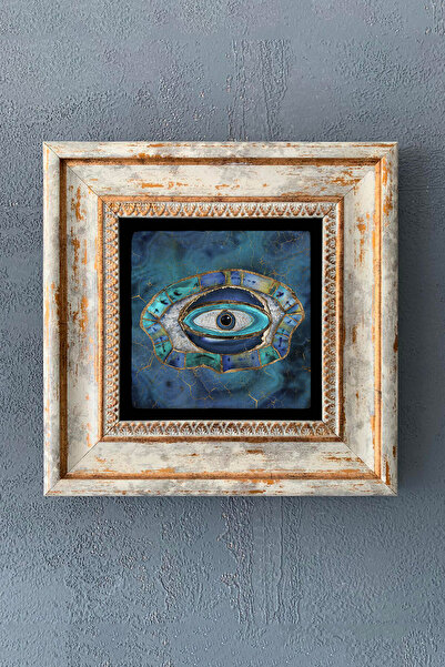 FİNS STONE DECOR Tablou Decor Perete de Piatra cu Ramă Ochi Evil Eye 20x20 cm...