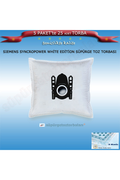 Siemens Syncropower White Edition Süpürge Toz Torbası 5 Pakette 25 Ad-torba06
