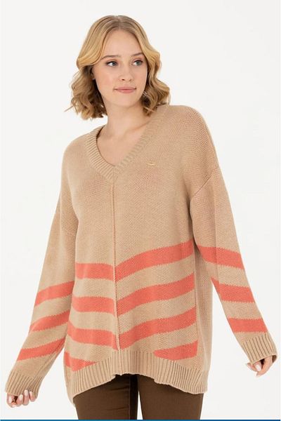U.S. Polo Assn. Pulover de damă Sand Melange Oversize G082GL0TK.000. 1677579 .VR123