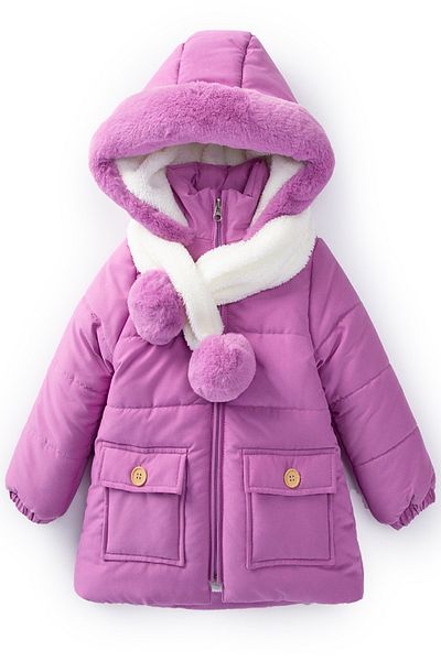 PODIUM GYM Special Series Soft Fabric Trendy Winter Coat with Fur Pockets and Gilded Hooded Scarves