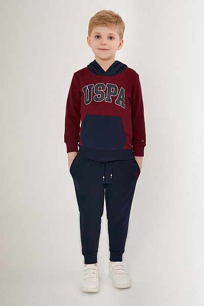 U.S. Polo Assn. BASE. Polo Assn. Boy's Licensed Kangaroo Pocket Tracksuit Set