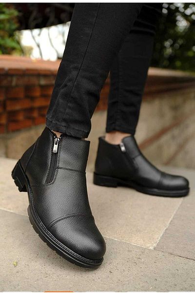 DÜNYA MAĞAZA Mnk Water Cold Proof Guaranteed Leather Unisex Χειμερινές μπότες με διπλό φερμουάρ με αντιολισθητική σόλα