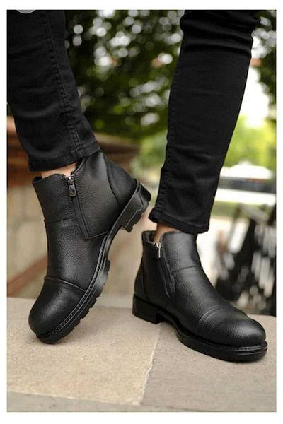DÜNYA MAĞAZA Mnk Water Cold Proof Guaranteed Leather Unisex Χειμερινές μπότες με διπλό φερμουάρ με αντιολισθητική σόλα