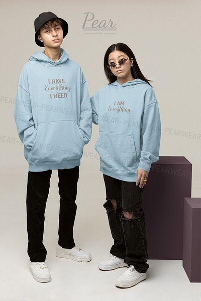 Pear Wear Φούτερ για ζευγάρια με στάμπα παντού Unisex Oversize Lover Team Hoodie