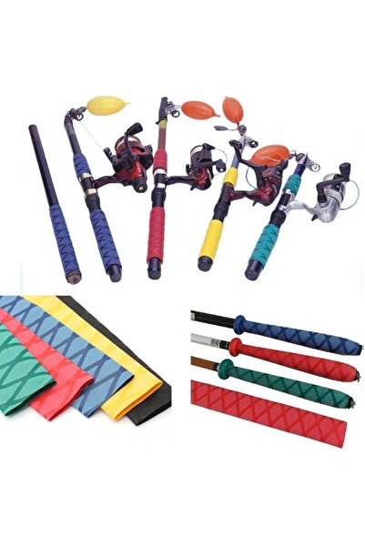 SEGRETO Isı İle Daralan Terletmez Kaymaz Olta Sapı KIlıfı Spın Olta Kılıfı Makaron (Balık Desenli) Çap 28 MM