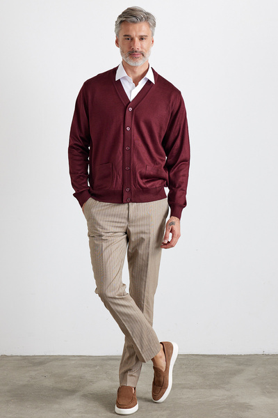 Livio Ferri Men's Standard Fit Regular Cut Pocket Cardigan Knitwear Sweater