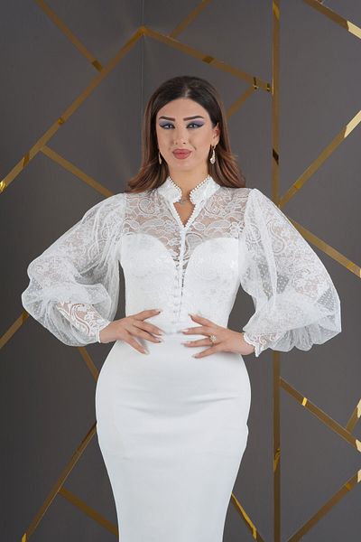 Matik Abiyem Lycra Lace Top Scuba Special Design Dress