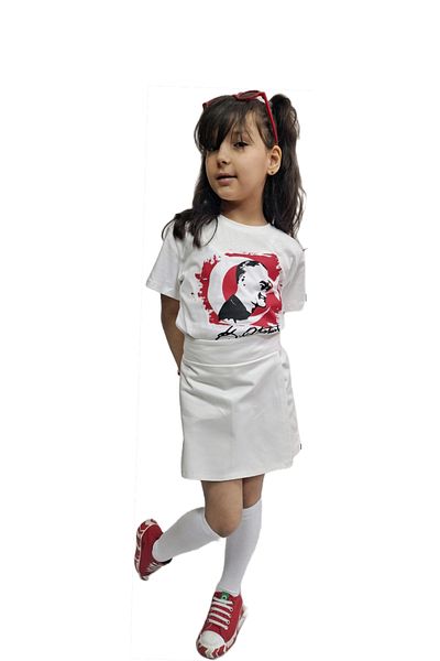 HEPSİMİNNAK Hepsiminnak Girls White Shorts Skirt Whiti Basic Shorts Skirt