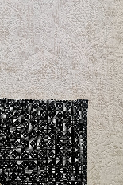 ALgorand Home Beige Non-Slip Base and Embossed Floor Mat Living Room Carpet - Washable