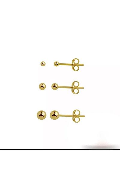 Begonia Accessories Begonia Accesories Unisex Surgical Steel 1 Pair Silver Color Ball Earring .top.gumus