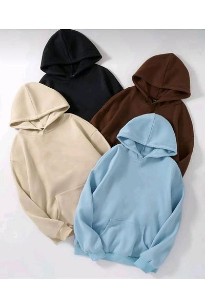 AFROGİYİM Unisex μονόχρωμο 4' μονόχρωμο φούτερ με κουκούλα χωρίς εκτύπωση