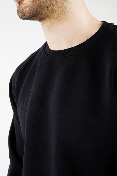 Uniprom Crew Neck Sweatshirt Thick Fabric Ribbed Navy Blue Men's