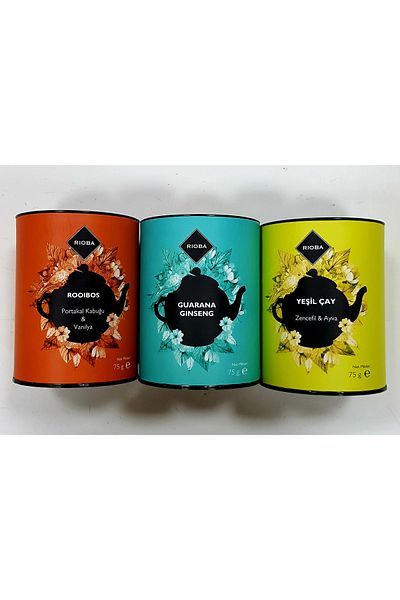 Rioba Rooibos Orange Peel & Vanilla-Guarana Ginseng-Green Tea Set of 3