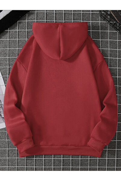 blausee wear Unisex Pocket Climbing Bear Printed Oversize Hooded Sweatshirt