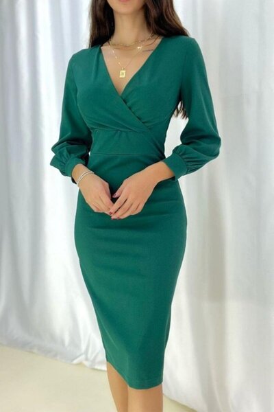 Modayakamoz Rochie cu maneci cu guler dublu