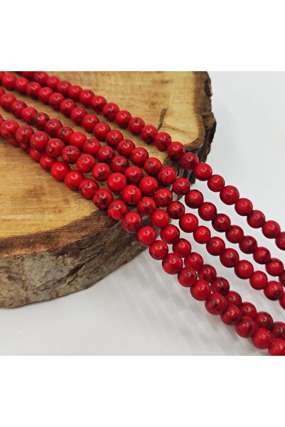 RLX BUJİTERİ Kırmızı Mercan Çizgili Sıkma Doğal Taş