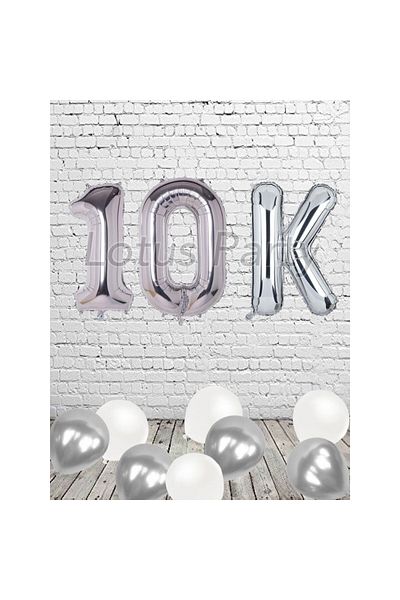 LOTUS PARTY INFLUENCER Follower Count Celebration Foil Balloon Set 10K Foil Balloon Silver Color