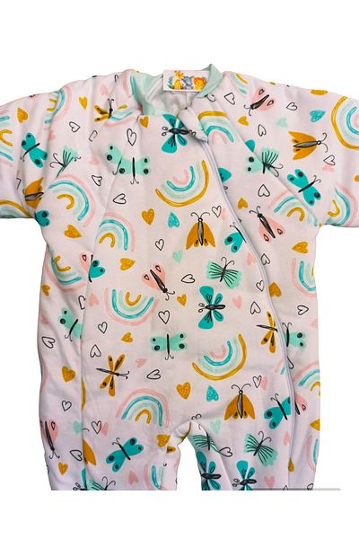 özdemirli bebe Butterfly Patterned Long Sleeve Crew Neck Lined 2.5 Tog Sleeping Bag for Ages 1-6