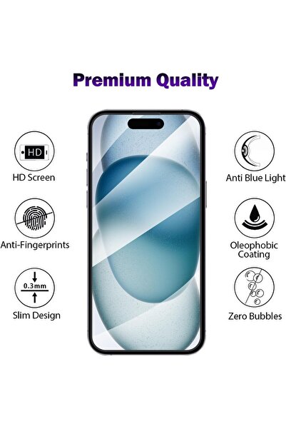 m.tk moveteck İphone 15 Uyumlu Tam Kaplar Seramik Esnek Ekran Koruyucu Kırılmaz Cam Anti Nano Ekran Camı