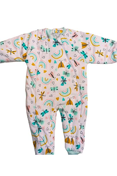 özdemirli bebe Butterfly Patterned Long Sleeve Crew Neck Lined 2.5 Tog Sleeping Bag for Ages 1-6