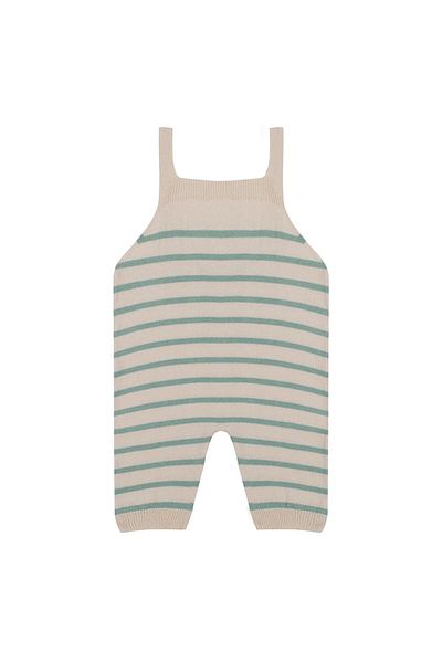 Antebies Beige Mint Striped Knitwear Salopet