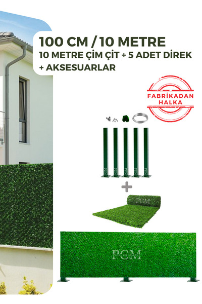 Panel Çit Market Pcm Çim Çit 100 Cm + 5 Direk Avantaj Paketi (10 Metre)