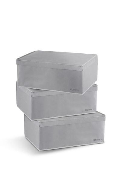 HOMENS Mega Size Velcro Box with Lid - Storage 3 Pieces 60X40X30