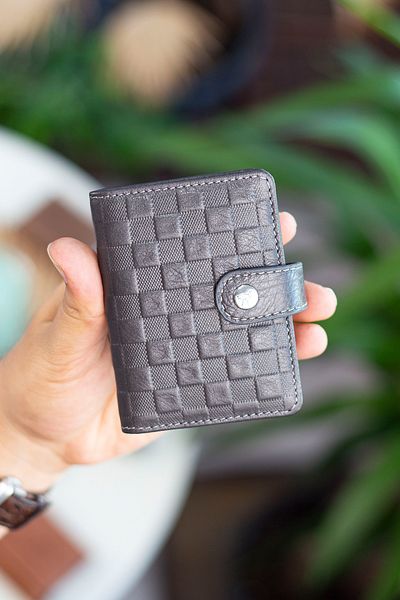 Garbalia Beijing Genuine Leather Unisex Anthracite Card Holder Wallet with Plenty of Card Holders and External Placket