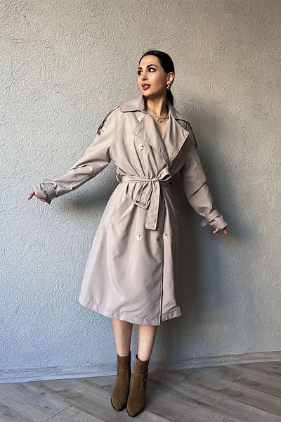 Seda Yalçın Atelier Mink Belted and Buttoned Trench Coat