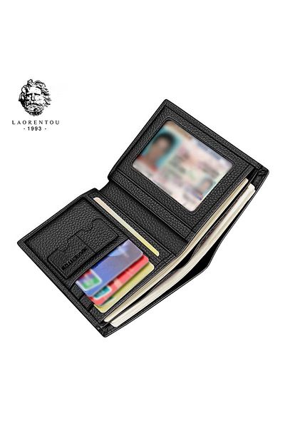 Laorentou Portofel pentru bărbați Elegance din piele naturală Made in Italy - Suport card pentru bărbați