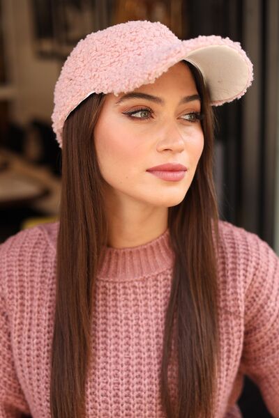 REMSA Women's Curly Plush Cap Hat RKŞ-07 Powder