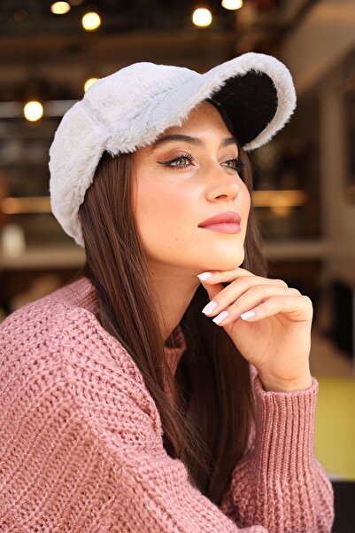 REMSA Kadın Peluş Kep Şapka RKŞ-06 Gri