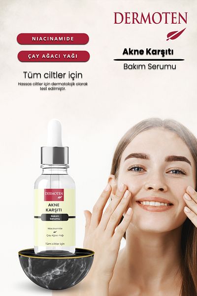 Dermoten Anti-Akne-Serum, Niacinamid- und Teebaumöl-Hautpflegeserum 30 ml