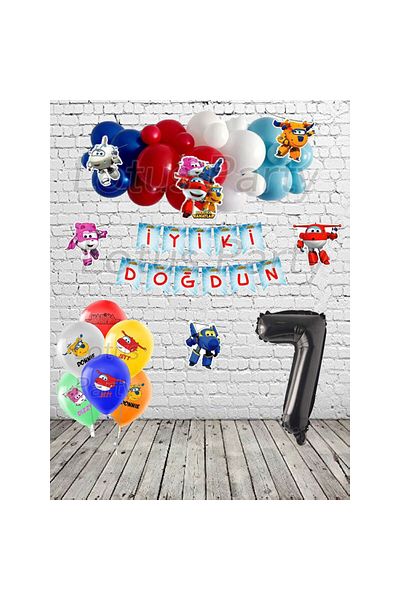 LOTUS PARTY Σετ γενεθλίων με άδεια για 7 ετών - Τρισδιάστατο πανό με υπέροχα φτερά και τυπωμένο μπαλόνι