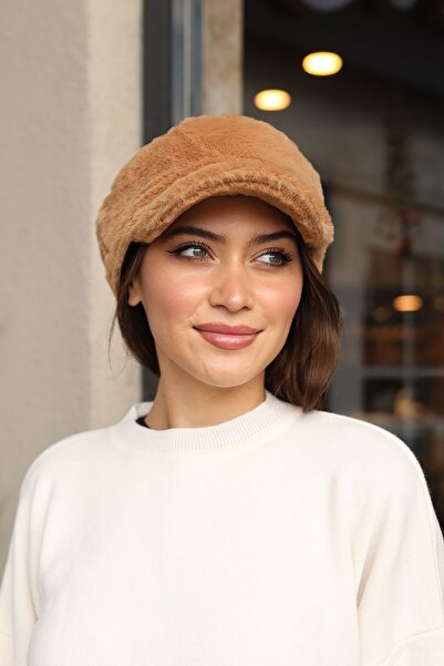 REMSA Women's Plush Captain Sailor Hat RKŞ-05 Camel