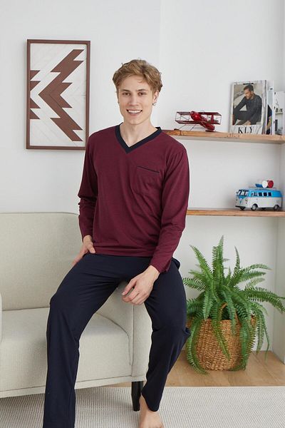 KLY PİJAMA KLY 9107 V-neck Oversize Large Size Pajamas Set