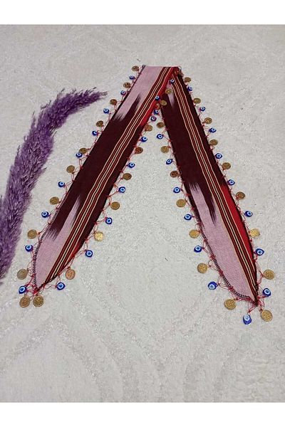 LABELLA COLLECTİON MONKEY FABRIC BANDANA LYRALI EVIL EYE BEADED COUNTER