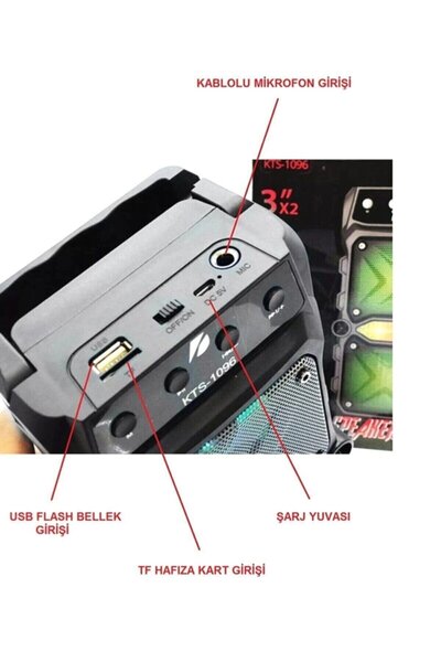 nevaport Bluetooth Hoparlör Parti Hoparlörü Kablosuz Speaker Ledli Ses Bombası Radyo Usb Sd Kart Girişli