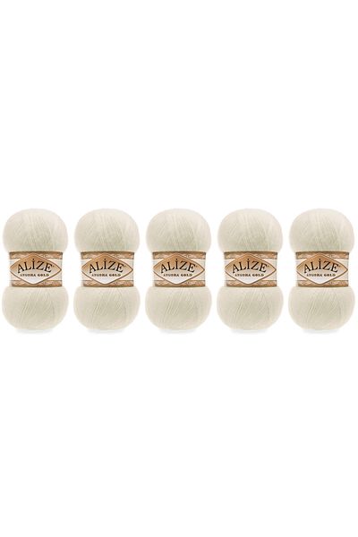 Alize Angora Gold Hand Knitting Thread 100 gr 5 Pieces Color 01 Dark Cream