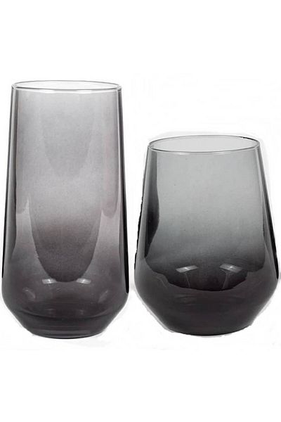 Paşabahçe 12 Piece Smoked Cup Set for 6 Persons