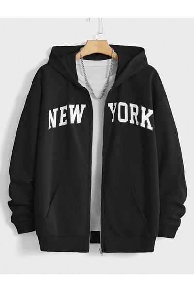 BYMEER Unisex Μαύρη Ζακέτα με φερμουάρ New York