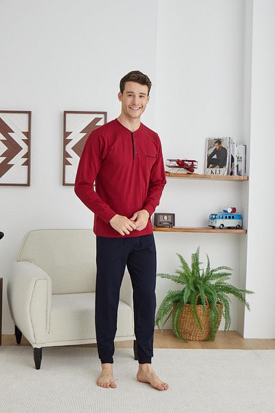 KLY PİJAMA KLY 6011 Midi Neck Cuffed Medium Thick Pajamas Set