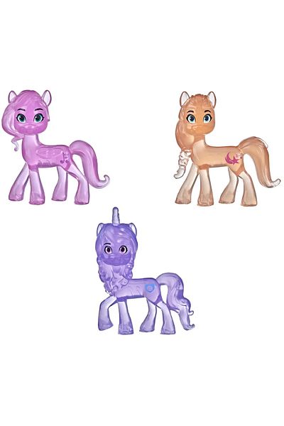 MY LITTLE PONY مجموعة ميني بوني مكونة من 3 قطع - بتلات الأميرة، Sunny Starscout Izzy، Moonbow Pink وPurple Orange Toy Horse 5c