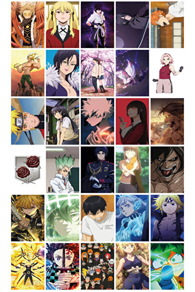 smartman Anime Movie 30'lu Duvar Posteri Seti Manga Anime Poster Kolaj Seti