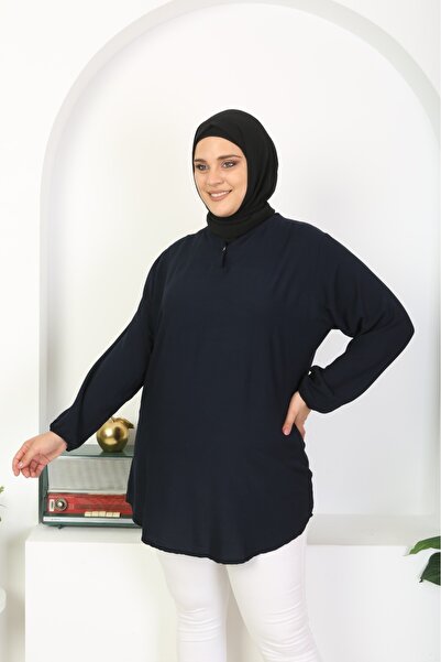 Tunikteks Woven viscose cotton comfortable soft fabric dark navy tunic
