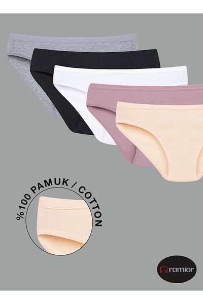 Ramior ΣΕΤ 5 100% ΒΑΜΒΑΚΙ ΧΡΩΜΑ ΤΙΜΩΜΕΝΟ ΕΙΔΙΚΟ ΜΠΙΚΙΝΙ ΣΙΛΟΤ ΜΕ ΜΕΣΗ