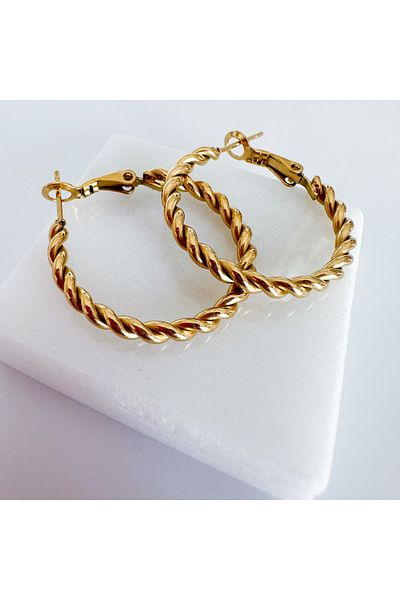 CHARMLUCKY Steel basic hoop earrings