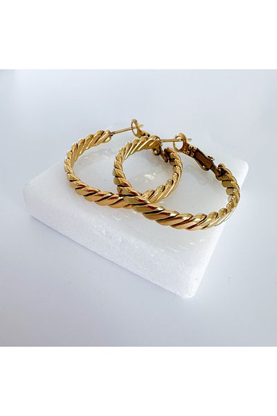 CHARMLUCKY Steel basic hoop earrings