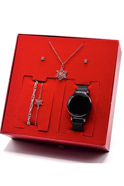wesscollection Dokunmatik Kadın Kol Saati Kolye Bileklik ve Küpe Seti